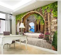 XLMING Structure En Relief Architecture Mer Plantes Fleurs 3D Papier Peint Luxe Décoration Manger Adulte Intérieure Salon Canapé Chambre Fond TV Mur-350cm×256cm