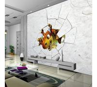 XLMING Structure En Relief Cartoon Adorable Dinosaure Brisant Un Mur Art 3D Papier Peint Texture Soyeuse Intissé Salle à Manger Bureau D'étude Canapé Chambre Salon TV Mur-350cm×256cm