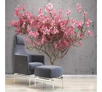 XLMING Structure En Relief Créatif Rose Fleurs Petits Arbres 3D Papier Peint Texture Soyeuse Intissé Salle à Manger Bureau D'étude Canapé Chambre Salon TV Mur-400cm×280cm