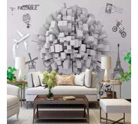 XLMING Structure En Relief Dessiné À La Main Art Balles Tour Avion 3D Papier Peint Premium Texturé Soie Bureau Salle à Manger Salon Chambre Coucher Canapé TV Mur-250cm×170cm