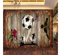 XLMING Structure En Relief Rétro Art Grain De Bois Mur De Briques Football 3D Papier Peint Texture Soyeuse Intissé Salle à Manger Bureau D'étude Canapé Chambre Salon TV Mur-400cm×280cm