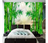 XLMING Structure En Relief Vert Bambouseraie Papillon Galets 3D Papier Peint Luxe Décoration Manger Adulte Intérieure Salon Canapé Chambre Fond TV Mur-350cm×256cm