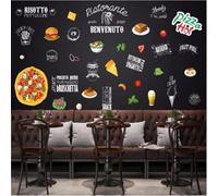 XLMING Tableau Noir Créatif Nourriture Hamburgers Pizza Papier Peint 3D Soie De Luxe Intissé Bureau Salle à Manger Canapé Chambre Salon TV Mural Décoratif-350cm×256cm