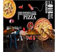 XLMING Tableau Noir Créatif Nourriture Pizza Légumes Papier Peint 3D Soie De Luxe Intissé Bureau Salle à Manger Canapé Chambre Salon TV Mural Décoratif-200cm×140cm