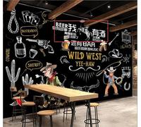 XLMING Tableau Noir Dessiné À La Main Bière Personnes Cheval 3D Papier Peint Luxe Décoration Manger Adulte Intérieure Salon Canapé Chambre Fond TV Mur-350cm×256cm