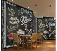 XLMING Tableau Noir Hamburger Dessiné À La Main Pain Steak 3D Papier Peint Luxe Décoration Manger Adulte Intérieure Salon Canapé Chambre Fond TV Mur-150cm×105cm
