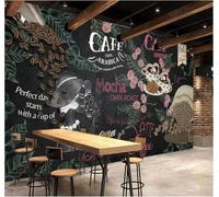 XLMING Tableau Noir Peint À La Main Café Personnages Feuilles 3D Papier Peint Luxe Décoration Manger Adulte Intérieure Salon Canapé Chambre Fond TV Mur-350cm×256cm