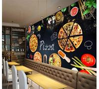 XLMING Tableau Noir Unique Peint À La Main Représentant Une Pizza 3D Papier Peint Premium Texturé Soie Bureau Salle à Manger Salon Chambre Coucher Canapé TV Mur-430cm×300cm
