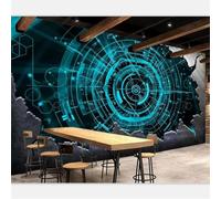XLMING Technologie Stéréoscopique Sci Fi Line Metal 3D Papier Peint Texture Soyeuse Intissé Salle à Manger Bureau D'étude Canapé Chambre Salon TV Mur-250cm×170cm