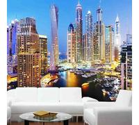 XLMING Tridimensionnel Coloré Ville Architecture Rivière 3D Papier Peint Luxe Décoration Manger Adulte Intérieure Salon Canapé Chambre Fond TV Mur-300cm×210cm