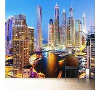 XLMING Tridimensionnel Coloré Ville Architecture Rivière 3D Papier Peint Premium Texturé Soie Bureau Salle à Manger Salon Chambre Coucher Canapé TV Mur-400cm×280cm