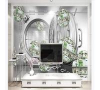 XLMING Tridimensionnel Dollar Boule Abstrait Créatif Espace 3D Papier Peint Texture Soyeuse Intissé Salle à Manger Bureau D'étude Canapé Chambre Salon TV Mur-300cm×210cm