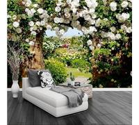 XLMING Tridimensionnel Frais Jardin Blanc Fleurs 3D Papier Peint Premium Texturé Soie Bureau Salle à Manger Salon Chambre Coucher Canapé TV Mur-400cm×280cm