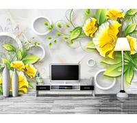 XLMING Tridimensionnel Géométrique Rond Fleur Imitation Marbre 3D Papier Peint Luxe Décoration Manger Adulte Intérieure Salon Canapé Chambre Fond TV Mur-150cm×105cm