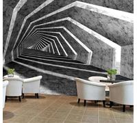 XLMING Tridimensionnel Gris Géométrique Tunnel Extension Spatiale 3D Papier Peint Luxe Décoration Manger Adulte Intérieure Salon Canapé Chambre Fond TV Mur-400cm×280cm