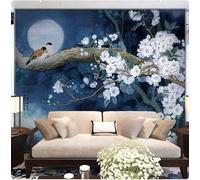 XLMING Tridimensionnel Moon Branches Flowers Birds 3D Papier Peint Luxe Décoration Manger Adulte Intérieure Salon Canapé Chambre Fond TV Mur-350cm×256cm