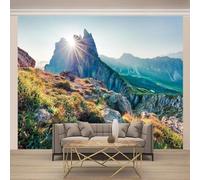 XLMING Tridimensionnel Soleil Coloré Sommets Montagneux Art Papier Peint 3D Soie De Luxe Intissé Bureau Salle à Manger Canapé Chambre Salon TV Mural Décoratif-150cm×105cm