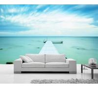XLMING Trois Dimensions Ciel Bleu Nuages Blancs Océan Paysage 3D Papier Peint Luxe Décoration Manger Adulte Intérieure Salon Canapé Chambre Fond TV Mur-300cm×210cm