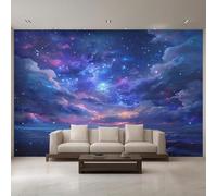 XLMING Trois Dimensions Esthétique Ciel Étoilé Étoiles Mer 3D Papier Peint Premium Texturé Soie Bureau Salle à Manger Salon Chambre Coucher Canapé TV Mur-430cm×300cm