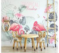 XLMING Tropical Chaleureux Esthétique Végétal Flamant Rose 3D Papier Peint Texture Soyeuse Intissé Salle à Manger Bureau D'étude Canapé Chambre Salon TV Mur-150cm×105cm