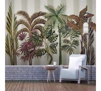 XLMING Tropical Plantes Forêt Vintage Relief Fil Doré 3D Papier Peint Texture Soyeuse Intissé Salle à Manger Bureau D'étude Canapé Chambre Salon TV Mur-350cm×256cm