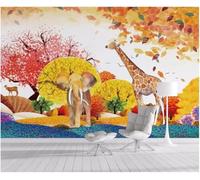 XLMING Un Bel Animal De Paysage Dessiné À La Main 3D Papier Peint Texture Soyeuse Intissé Salle à Manger Bureau D'étude Canapé Chambre Salon TV Mur-300cm×210cm