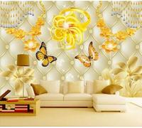 XLMING Un Paquet Frais Et Magnifique De Diamants Fleurs Et Papillons Papier Peint 3D Soie Texturée Haut De Gamme Salon Canapé Chambre À Coucher Salle Manger Murale-150cm×105cm