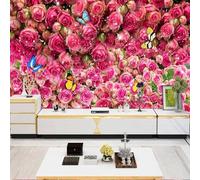 XLMING Une Belle Roseraie Une Mer De Fleurs Et Des Papillons 3D Papier Peint Texture Soyeuse Intissé Salle à Manger Bureau D'étude Canapé Chambre Salon TV Mur-350cm×256cm