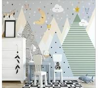 XLMING Valley Hot Air Balloon Starry Sky Dessinés À La Main 3D Papier Peint Premium Texturé Soie Bureau Salle à Manger Salon Chambre Coucher Canapé TV Mur-430cm×300cm