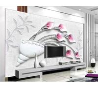 XLMING Vase Cosy Art Embossé Fleur Rose 3D Papier Peint Premium Texturé Soie Bureau Salle à Manger Salon Chambre Coucher Canapé TV Mur-150cm×105cm