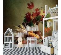 XLMING Vase Peint À La Main Feuilles Fruits Art Papier Peint 3D Soie Texturée Haut De Gamme Salon Canapé Chambre À Coucher Salle Manger Murale-250cm×170cm