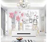XLMING Vase Rose Fleurs Cygne Géométrique 3D Papier Peint Premium Texturé Soie Bureau Salle à Manger Salon Chambre Coucher Canapé TV Mur-150cm×105cm