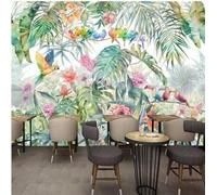 XLMING Vert Jungle Multicolore Floral Petits Oiseaux 3D Papier Peint Luxe Décoration Manger Adulte Intérieure Salon Canapé Chambre Fond TV Mur-350cm×256cm