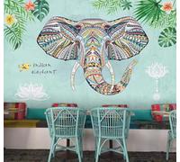 XLMING Vert Plantes Éléphant Luxe Abordable Studio De Yoga 3D Papier Peint Luxe Décoration Manger Adulte Intérieure Salon Canapé Chambre Fond TV Mur-400cm×280cm