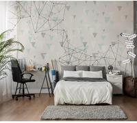 XLMING Vintage Art Abstract Line Geometric Papier Peint 3D Soie De Luxe Intissé Bureau Salle à Manger Canapé Chambre Salon TV Mural Décoratif-250cm×170cm