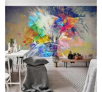 XLMING Vintage Art Peint À La Main Graffiti Aquarelle Ampoule Papier Peint 3D Soie De Luxe Intissé Bureau Salle à Manger Canapé Chambre Salon TV Mural Décoratif-250cm×170cm