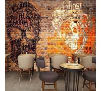 XLMING Vintage Art Tridimensionnel Graffiti Tête Humaine Mur De Briques 3D Papier Peint Texture Soyeuse Intissé Salle à Manger Bureau D'étude Canapé Chambre Salon TV Mur-150cm×105cm