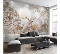 XLMING Vintage Art Winter Forest Deer Plum 3D Papier Peint Premium Texturé Soie Bureau Salle à Manger Salon Chambre Coucher Canapé TV Mur-300cm×210cm