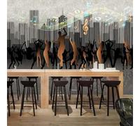 XLMING Vintage Art Wood Grain Architecture Music Dance 3D Papier Peint Texture Soyeuse Intissé Salle à Manger Bureau D'étude Canapé Chambre Salon TV Mur-200cm×140cm