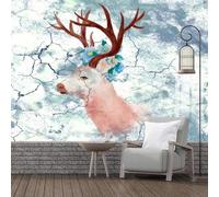 XLMING Vintage Fresh Graffiti Art Cubic Elk 3D Papier Peint Premium Texturé Soie Bureau Salle à Manger Salon Chambre Coucher Canapé TV Mur-430cm×300cm