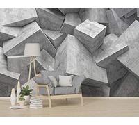 XLMING Vintage Gris Cubique Géométrique Maçonnerie Industrielle 3D Papier Peint Texture Soyeuse Intissé Salle à Manger Bureau D'étude Canapé Chambre Salon TV Mur-430cm×300cm
