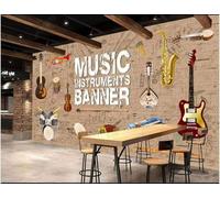 XLMING Vintage Hand Painted Art Guitar Instruments Music 3D Papier Peint Texture Soyeuse Intissé Salle à Manger Bureau D'étude Canapé Chambre Salon TV Mur-150cm×105cm