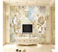 XLMING Vintage Luxury Golden Rose Geometric Pattern 3D Papier Peint Texture Soyeuse Intissé Salle à Manger Bureau D'étude Canapé Chambre Salon TV Mur-400cm×280cm