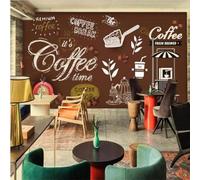XLMING Vintage Nostalgia Art Hand Painted Letters Coffee 3D Papier Peint Texture Soyeuse Intissé Salle à Manger Bureau D'étude Canapé Chambre Salon TV Mur-400cm×280cm