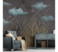 XLMING Vintage Nostalgie Art Forêt Nuages Et Pluie Papier Peint 3D Soie De Luxe Intissé Bureau Salle à Manger Canapé Chambre Salon TV Mural Décoratif-400cm×280cm