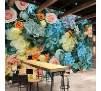 XLMING Vintage Nostalgie Roses Fraîches Et Colorées Papier Peint 3D Soie De Luxe Intissé Bureau Salle à Manger Canapé Chambre Salon TV Mural Décoratif-430cm×300cm