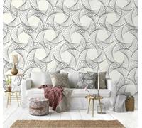 XLMING Vintage Warm Geometric Artistic Line Papier Peint 3D Soie De Luxe Intissé Bureau Salle à Manger Canapé Chambre Salon TV Mural Décoratif-150cm×105cm