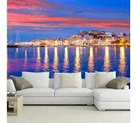 XLMING Vue Chaleureuse Et Magnifique De La Ville De Beach Au Coucher Du Soleil 3D Papier Peint Texture Soyeuse Intissé Salle à Manger Bureau D'étude Canapé Chambre Salon TV Mur-300cm×210cm