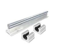 XLMURZAC Rail linéaire Professionnel de 10 mm, 2 pièces SBR10 200/300/450 mm + 4 pièces SBR10UU, Blocs de Guidage linéaire à roulement à Billes for Arbre linéaire CNC(450mm)