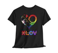 XLOV Pride T-shirt unisexe à manches courtes Arc-en-ciel T-shirt graphique LGBT Soutien de l'égalité Casual Streetwear Top Hommes/Femmes, Noir , XL
